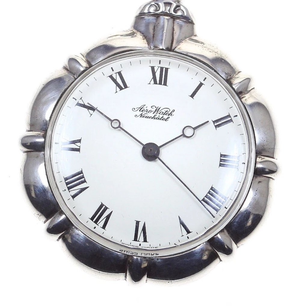 Aerowatch Vintage Cal170203 White Dial Hand Winding Ladies Pocket Watch816131